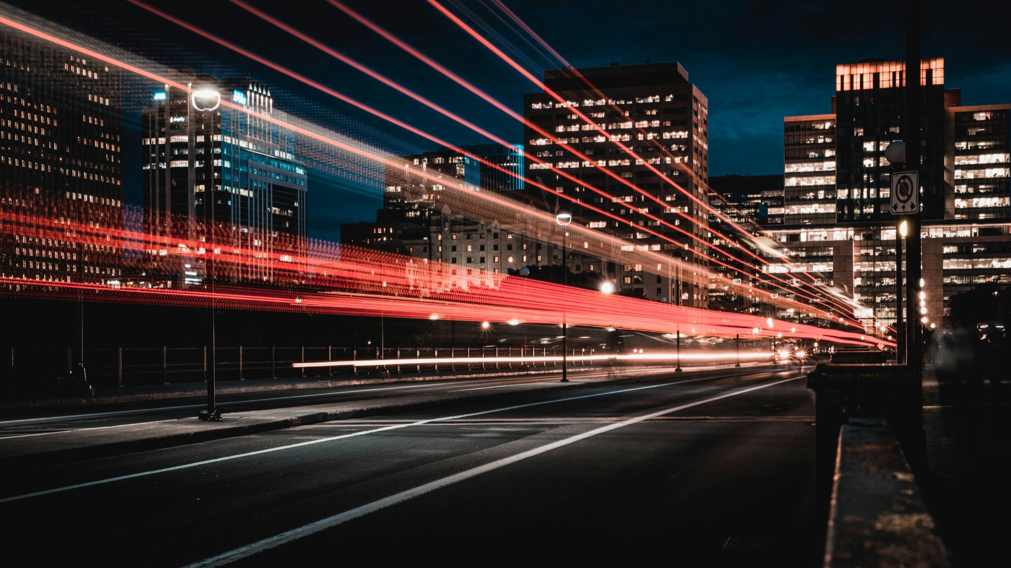 City light trails at night